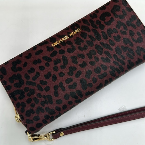 MICHAEL KORS Leather Large Continental Wristlet Phone Case Wallet Exotic Print - Picture 7 of 15